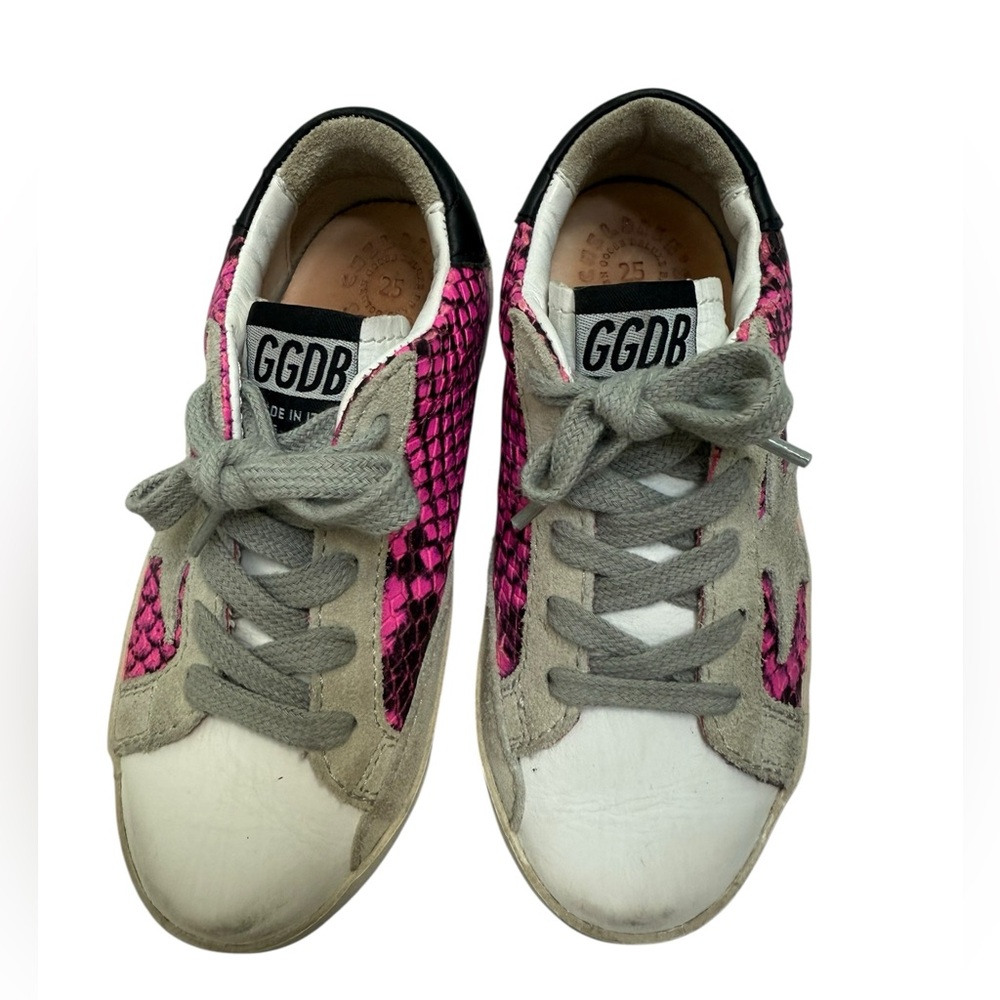 GOLDEN GOOSE Superstar Kids Fuchsia Snakeskin Sneakers - Size 25 / 8.5 - Picture 6 of 13